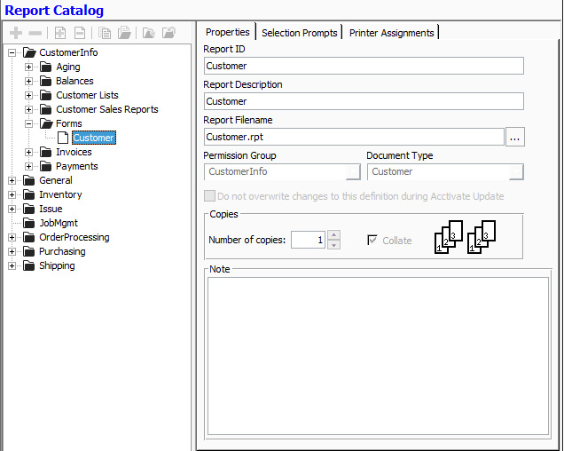 Inventory software with custom reports & documents: Organizing with report catalog