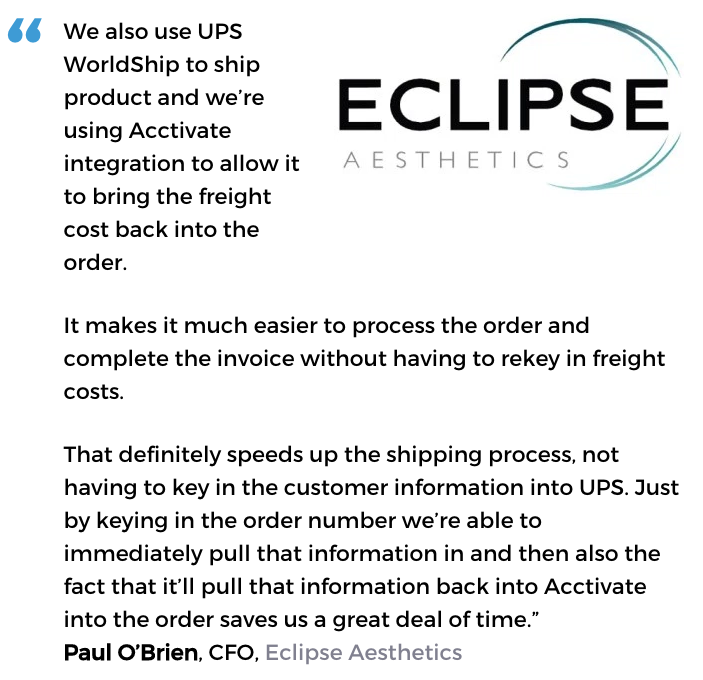 Acctivate inventory management & order fulfillment software user, Eclipse Aesthetics