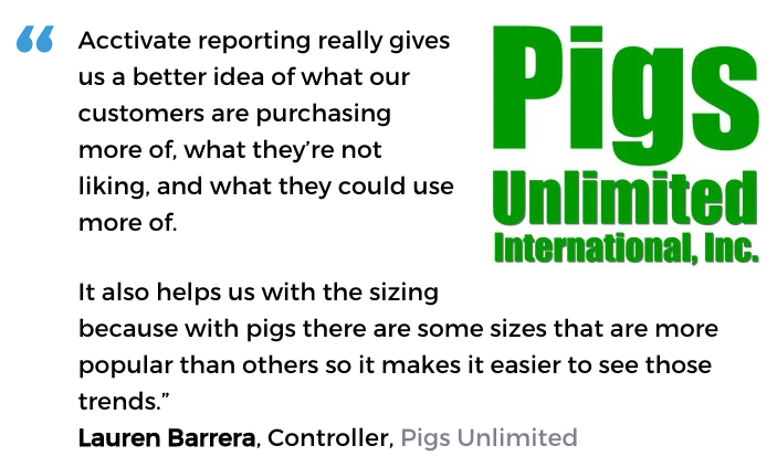 Acctivate inventory software with decision support tools user, Pigs Unlimited